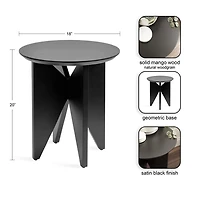 Kate and Laurel Black Mango Wood Accent Table