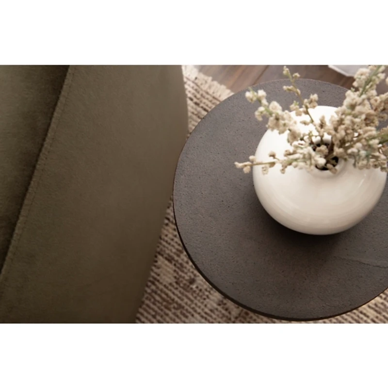 White Marble and Black Metal Round Accent Table