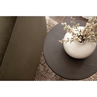 White Marble and Black Metal Round Accent Table