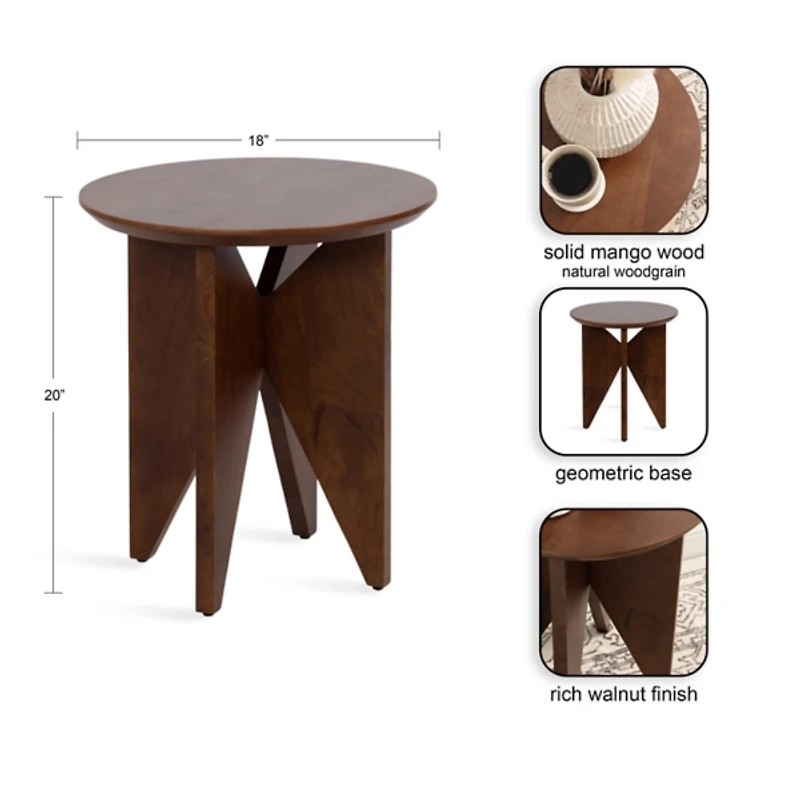 Kate and Laurel Brown Mango Wood Accent Table