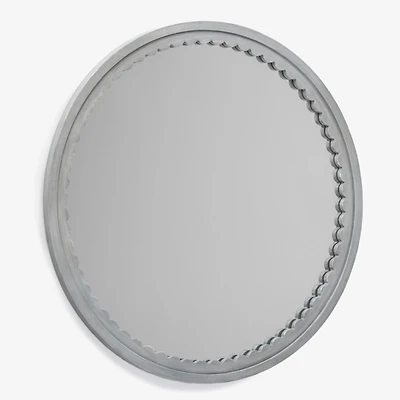 Round Gray Emerson Scalloped Wall Mirror
