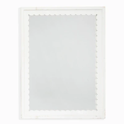 White Emerson Scalloped Rectangle Wall Mirror
