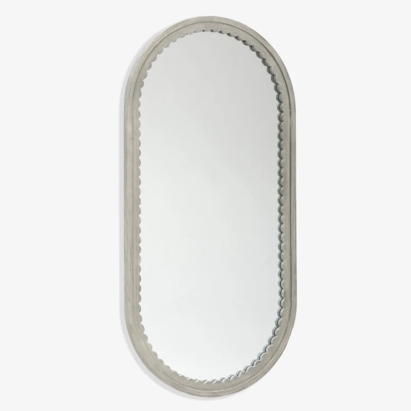 Oval Gray Emerson Scalloped Wall Mirror