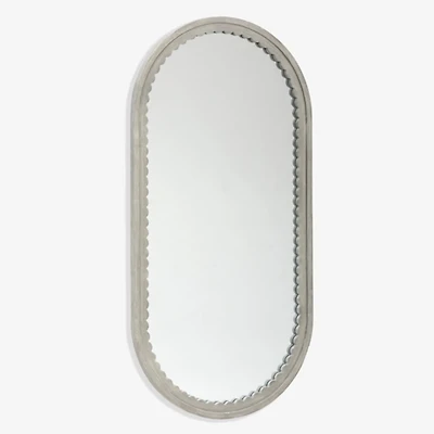 Oval Gray Emerson Scalloped Wall Mirror