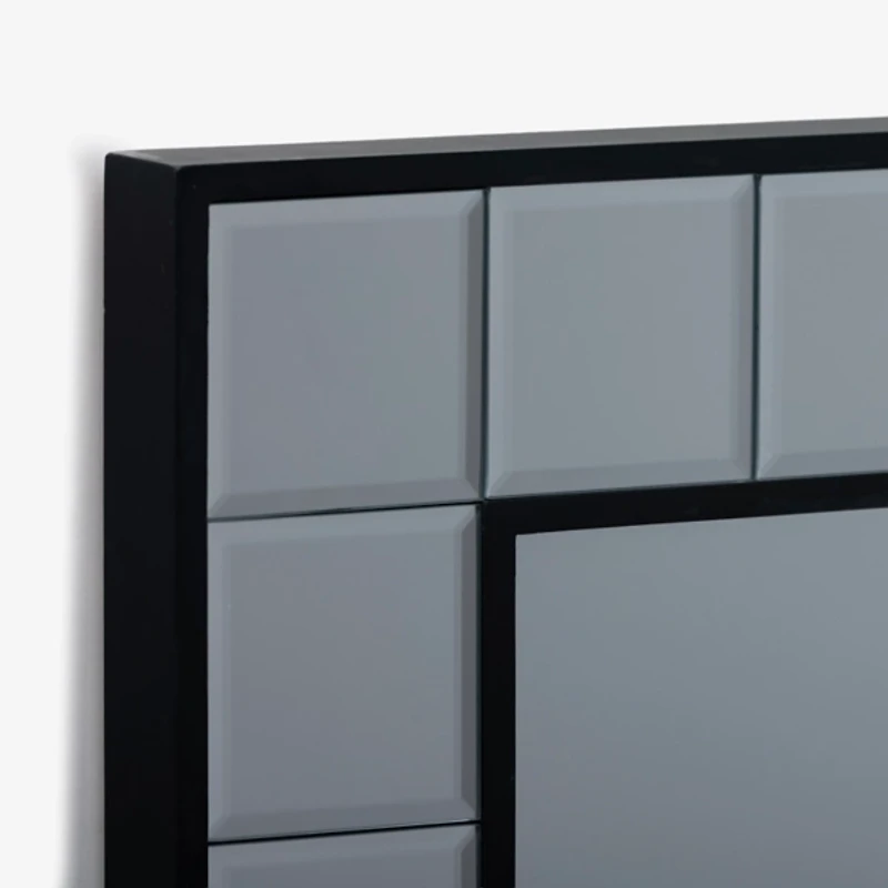 Black Luxe Squares Wall Mirror