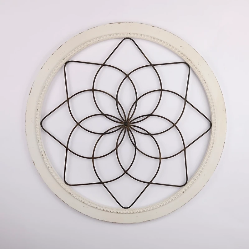 Round Wood and Metal Bella Wall Plaque