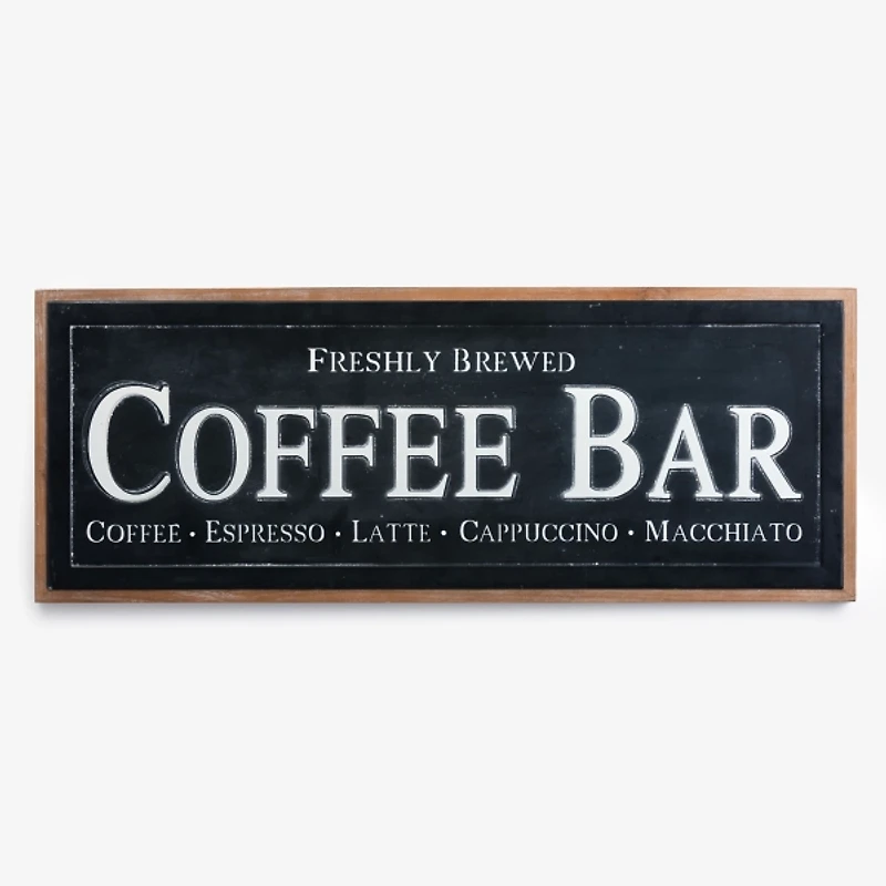 Freshly Brewed Coffee Bar Metal Wall Plaque