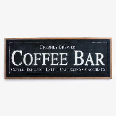 Freshly Brewed Coffee Bar Metal Wall Plaque