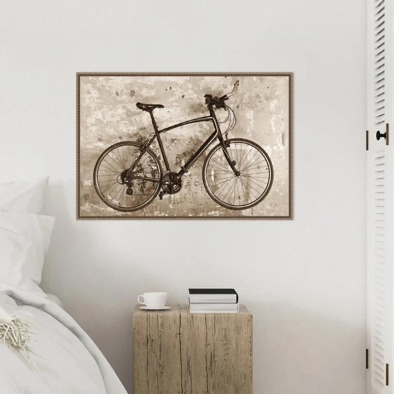 Black Bike Framed Canvas Art Print