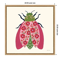 Pink Beetle Framed Canvas Art Print