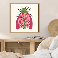 Pink Beetle Framed Canvas Art Print