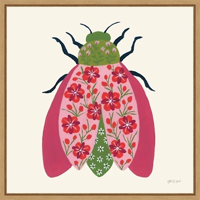 Pink Beetle Framed Canvas Art Print