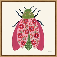 Pink Beetle Framed Canvas Art Print