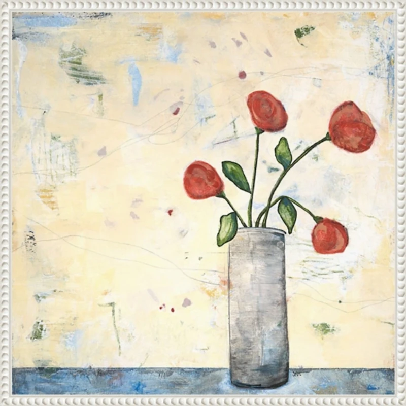 Red Picked Flowers Framed Canvas Art Print