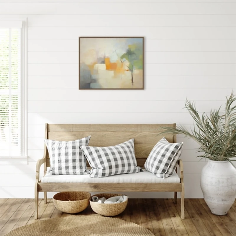 Hazy Park Abstract Framed Canvas Art Print