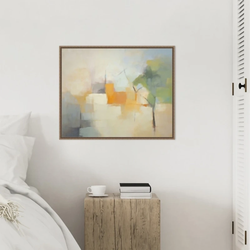 Hazy Park Abstract Framed Canvas Art Print