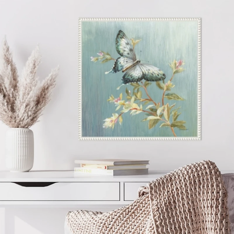 Blue Butterfly Framed Canvas Art Print