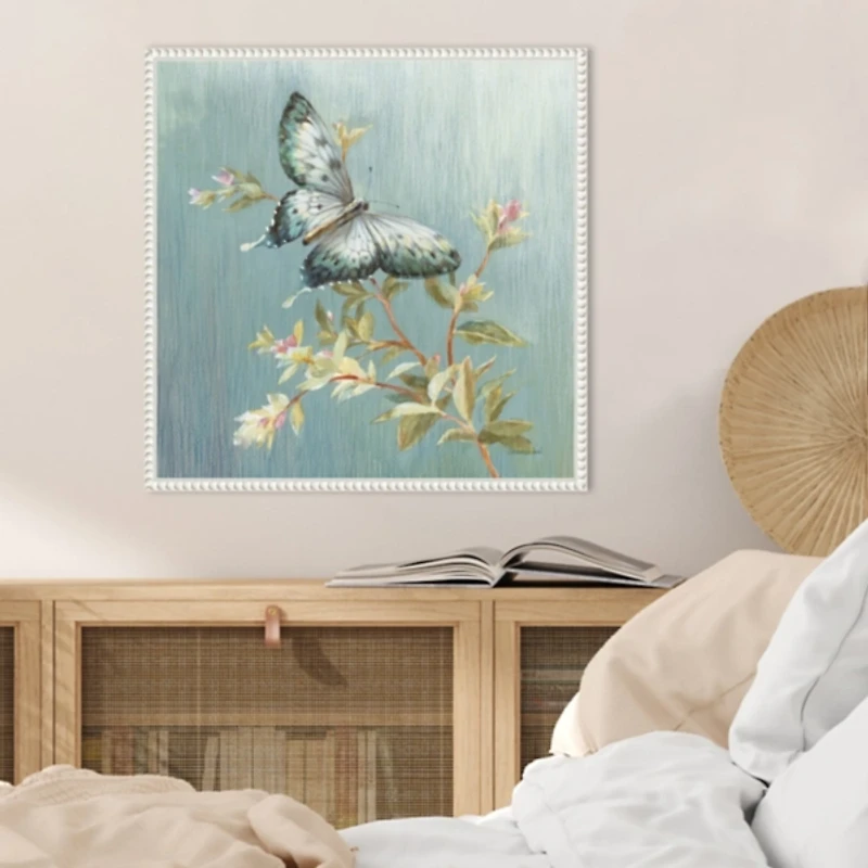 Blue Butterfly Framed Canvas Art Print