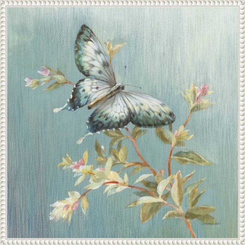 Blue Butterfly Framed Canvas Art Print