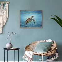 Serene Sea Turtle Framed Canvas Art Print