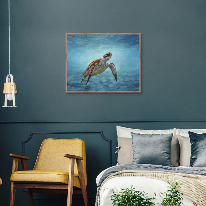 Serene Sea Turtle Framed Canvas Art Print