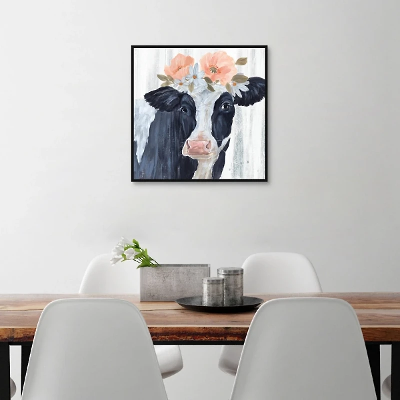 Susie in Flowers Framed Canvas Art Print