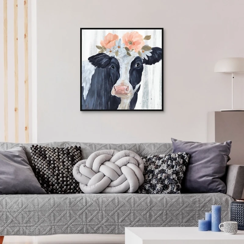 Susie in Flowers Framed Canvas Art Print