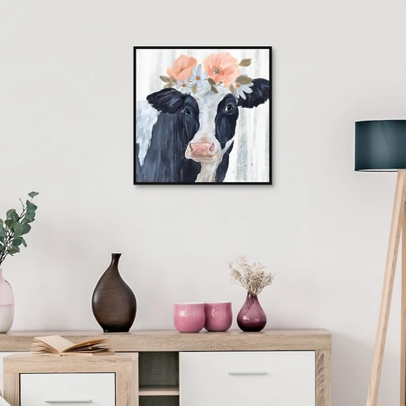 Susie in Flowers Framed Canvas Art Print