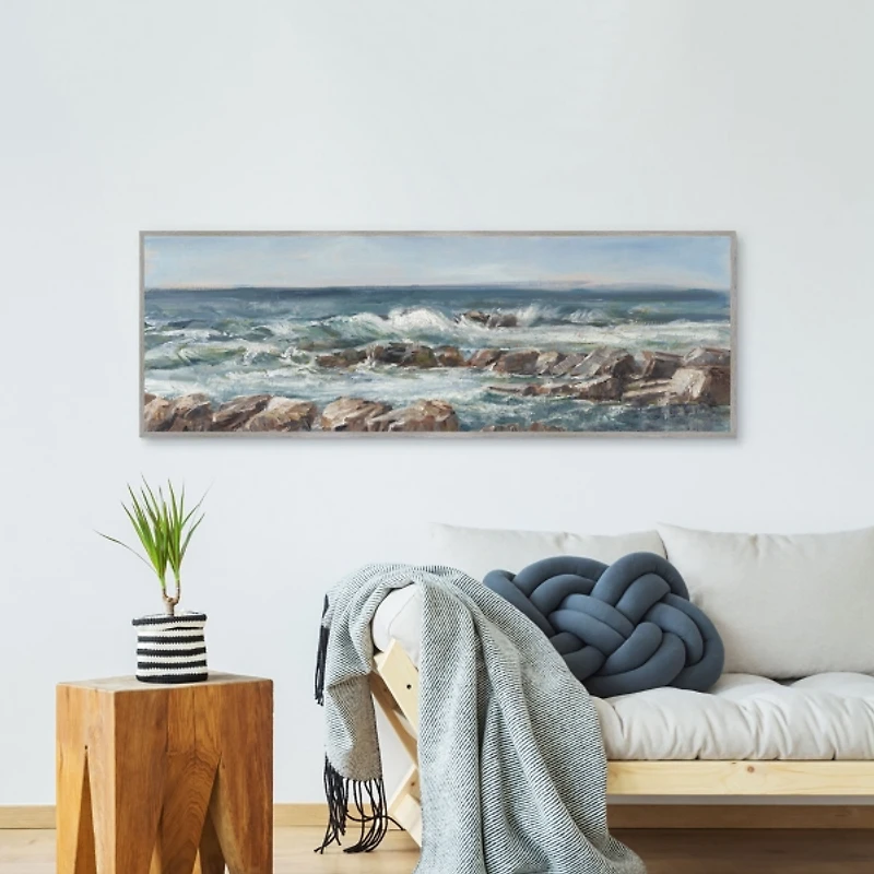 Moody Ocean View Framed Canvas Art Print