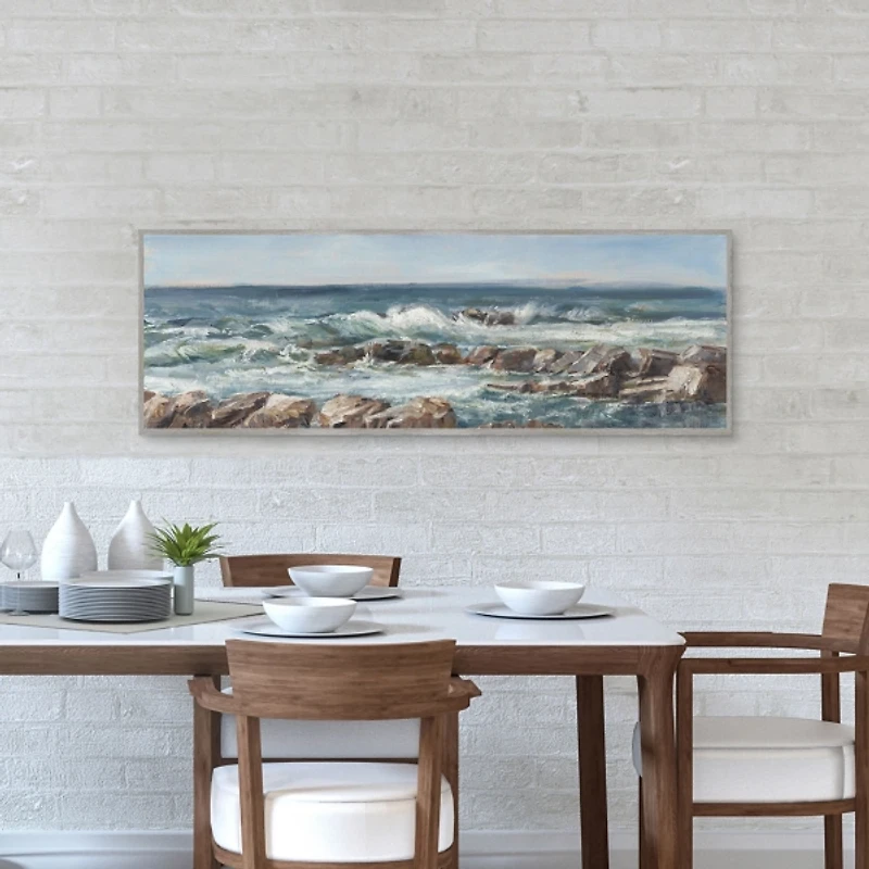 Moody Ocean View Framed Canvas Art Print