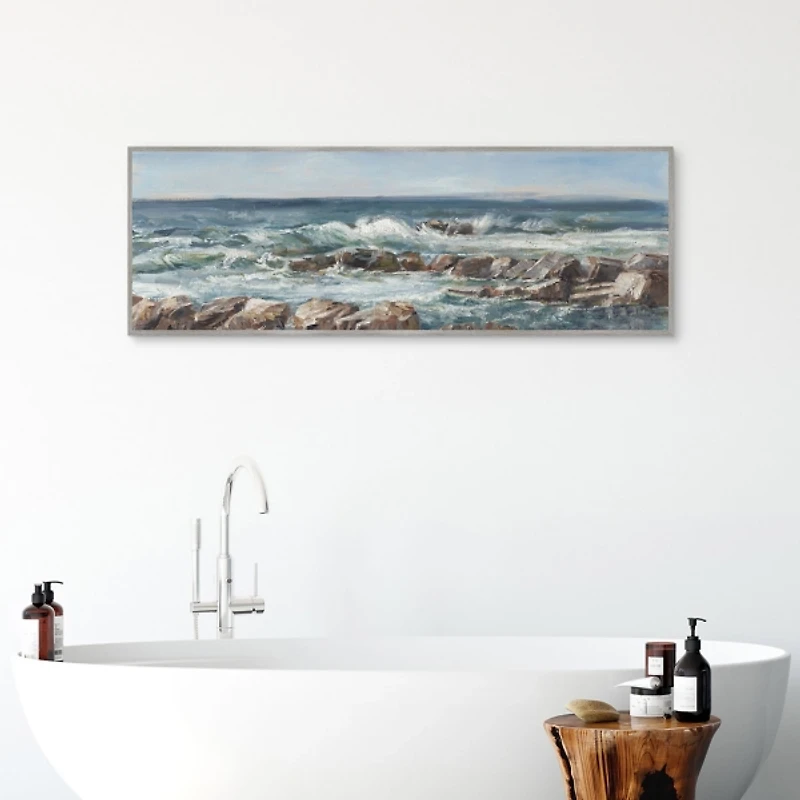 Moody Ocean View Framed Canvas Art Print