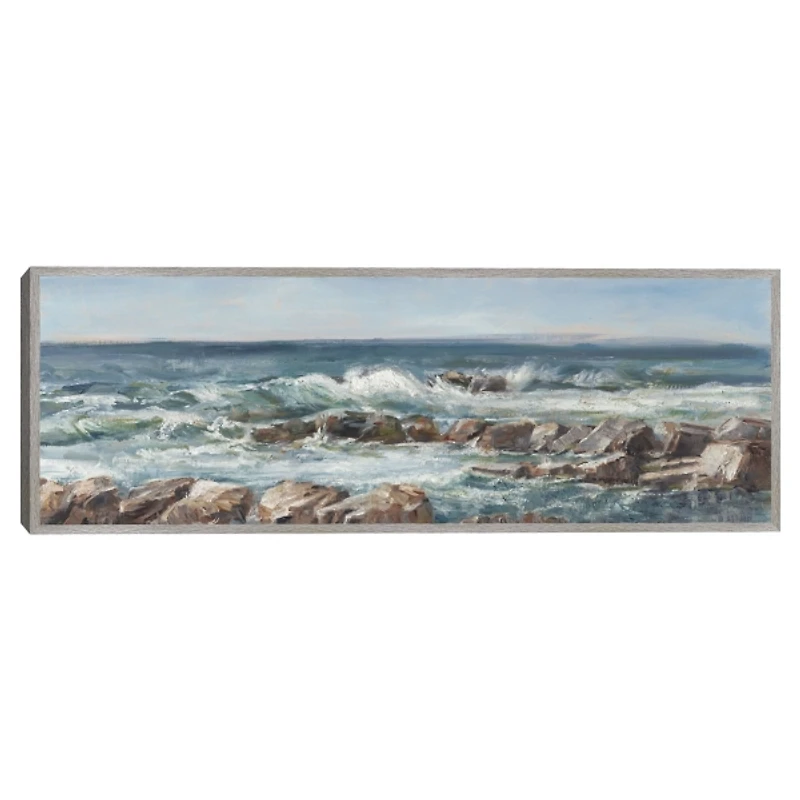 Moody Ocean View Framed Canvas Art Print