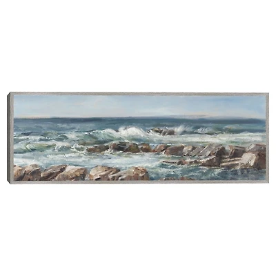 Moody Ocean View Framed Canvas Art Print