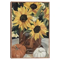 Sunflower Vase and Pumpkins Framed Canvas Print