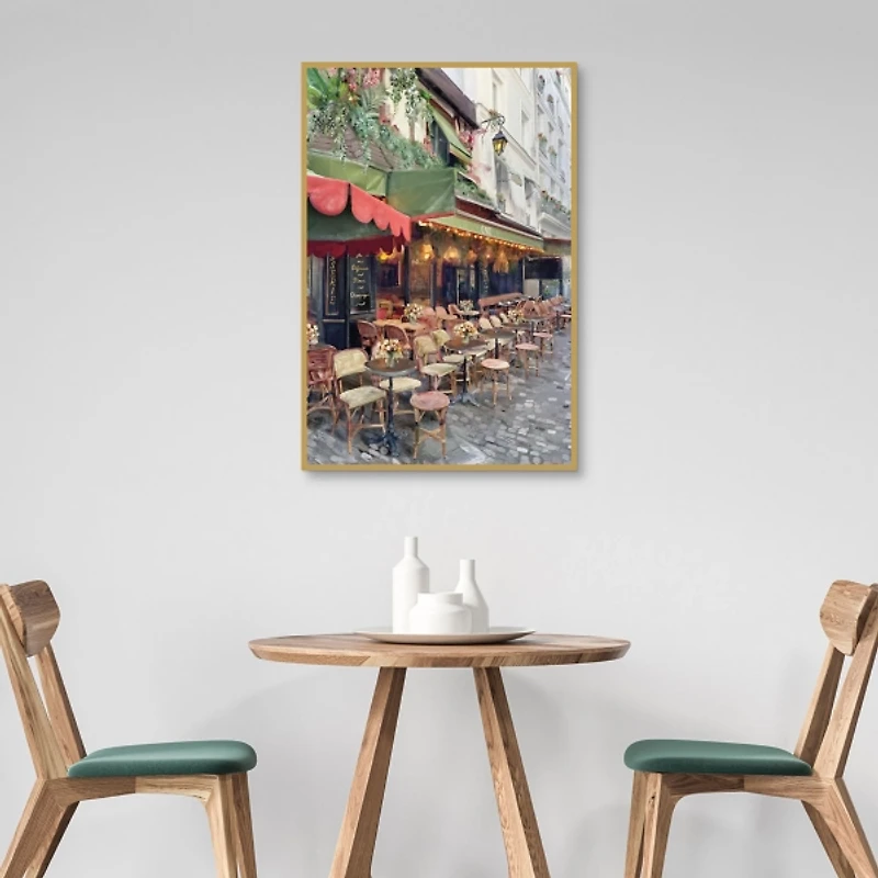 Sidewalk Cafe Framed Canvas Art Print