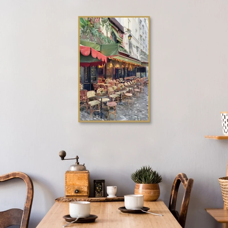 Sidewalk Cafe Framed Canvas Art Print