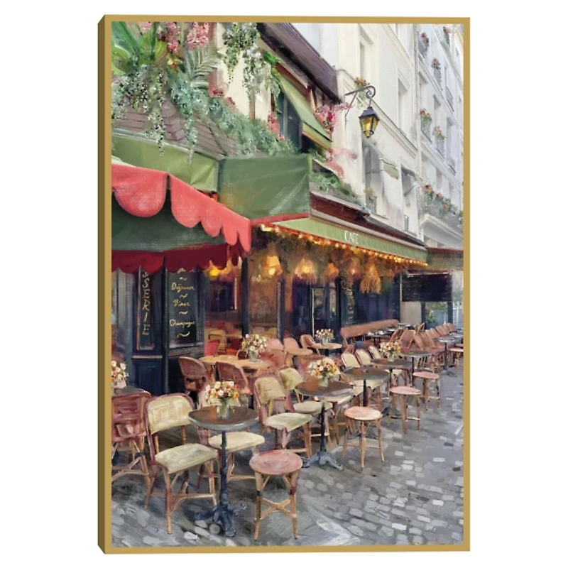 Sidewalk Cafe Framed Canvas Art Print