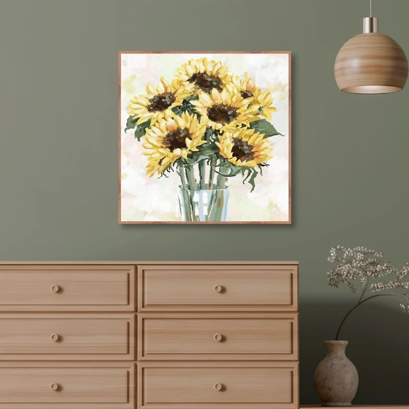 Sunny Sunflowers Framed Canvas Art Print