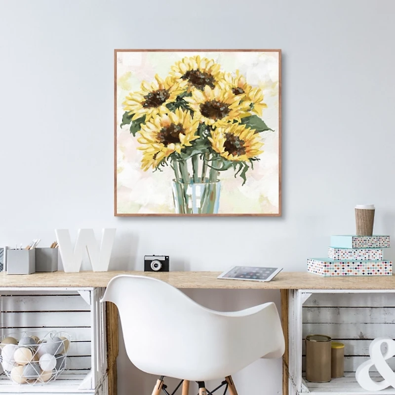 Sunny Sunflowers Framed Canvas Art Print