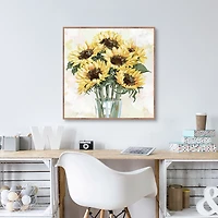 Sunny Sunflowers Framed Canvas Art Print