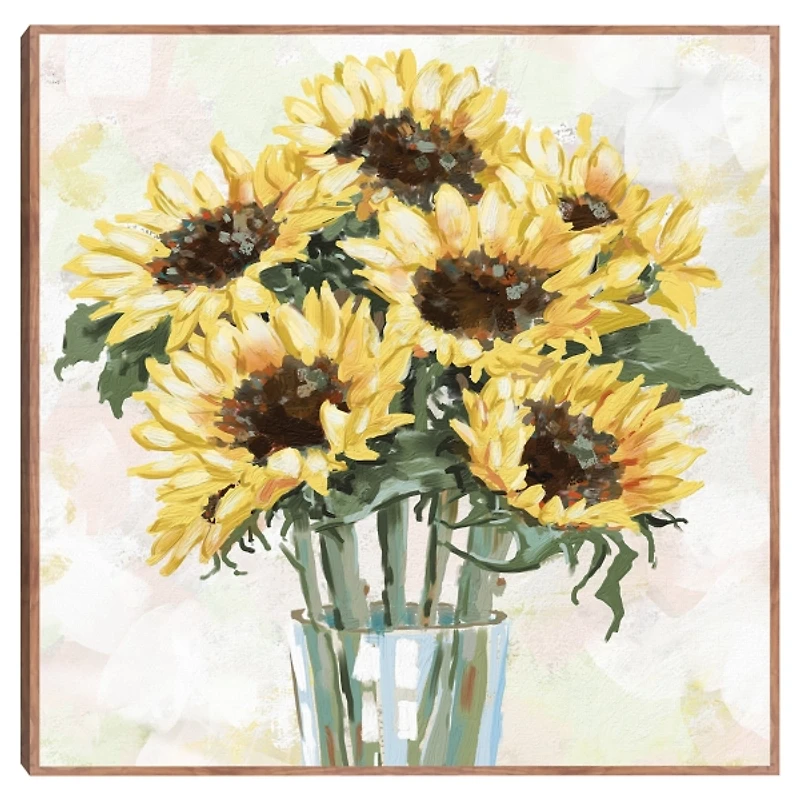 Sunny Sunflowers Framed Canvas Art Print