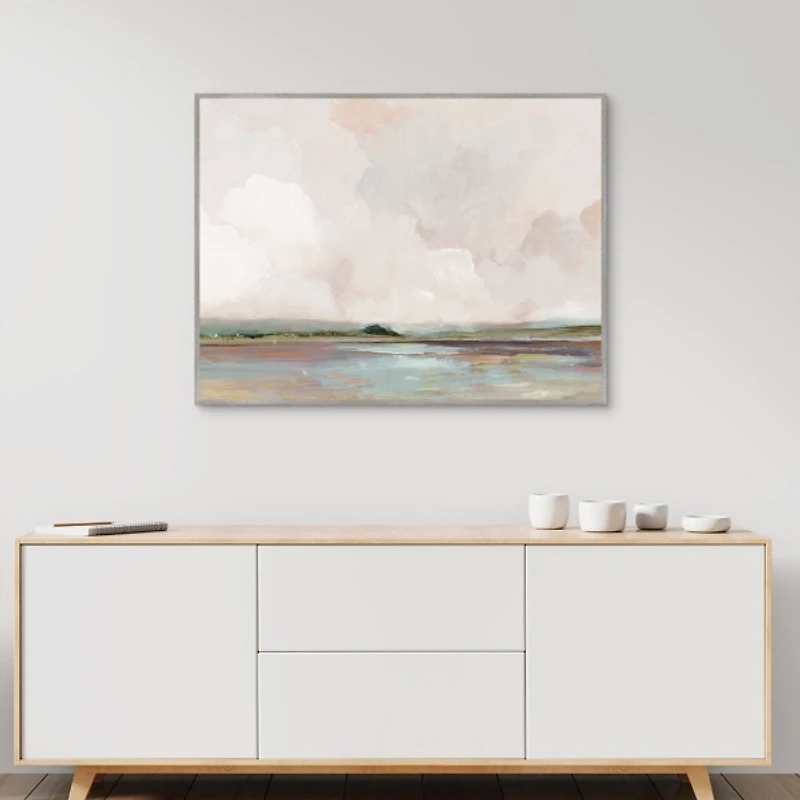 Pink Sunrise Framed Canvas Art Print