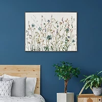 Little Blue Flowers Framed Canvas Art Print