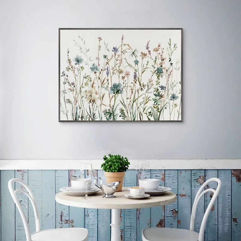 Little Blue Flowers Framed Canvas Art Print
