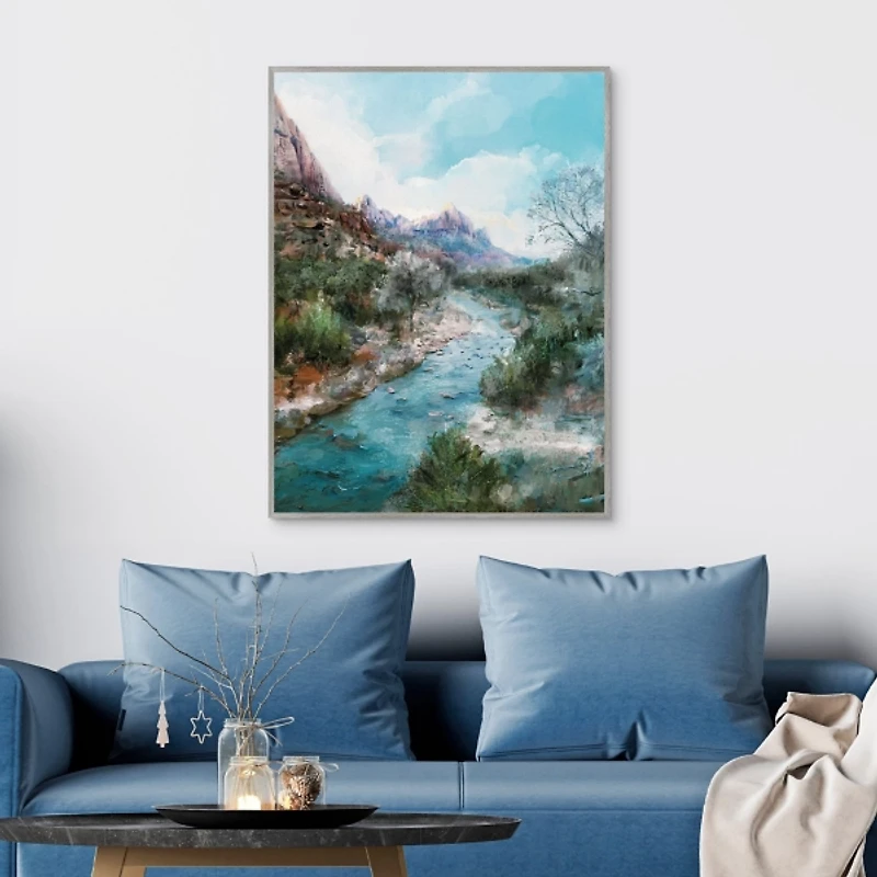 Desert Blues Framed Canvas Art Print