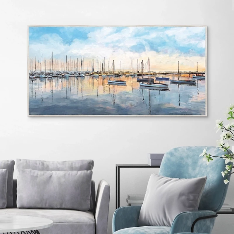 Tranquil Harbor Framed Canvas Art Print