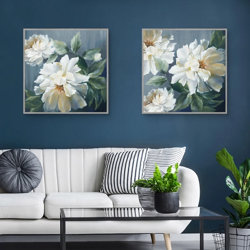 Blue Secret Garden Framed Canvas Art Print