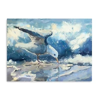 Blue Seagull and Waves Canvas Art Print