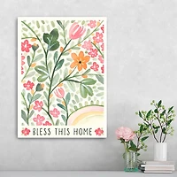 Bless This Home Floral Canvas Art Print
