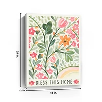 Bless This Home Floral Canvas Art Print